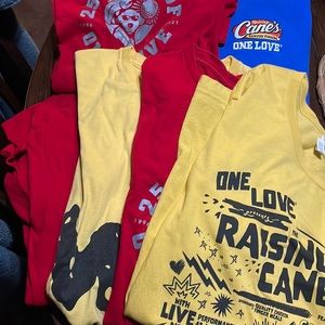 Lot of Raising Canes employee crew t-shirts and hoodie size large EUC